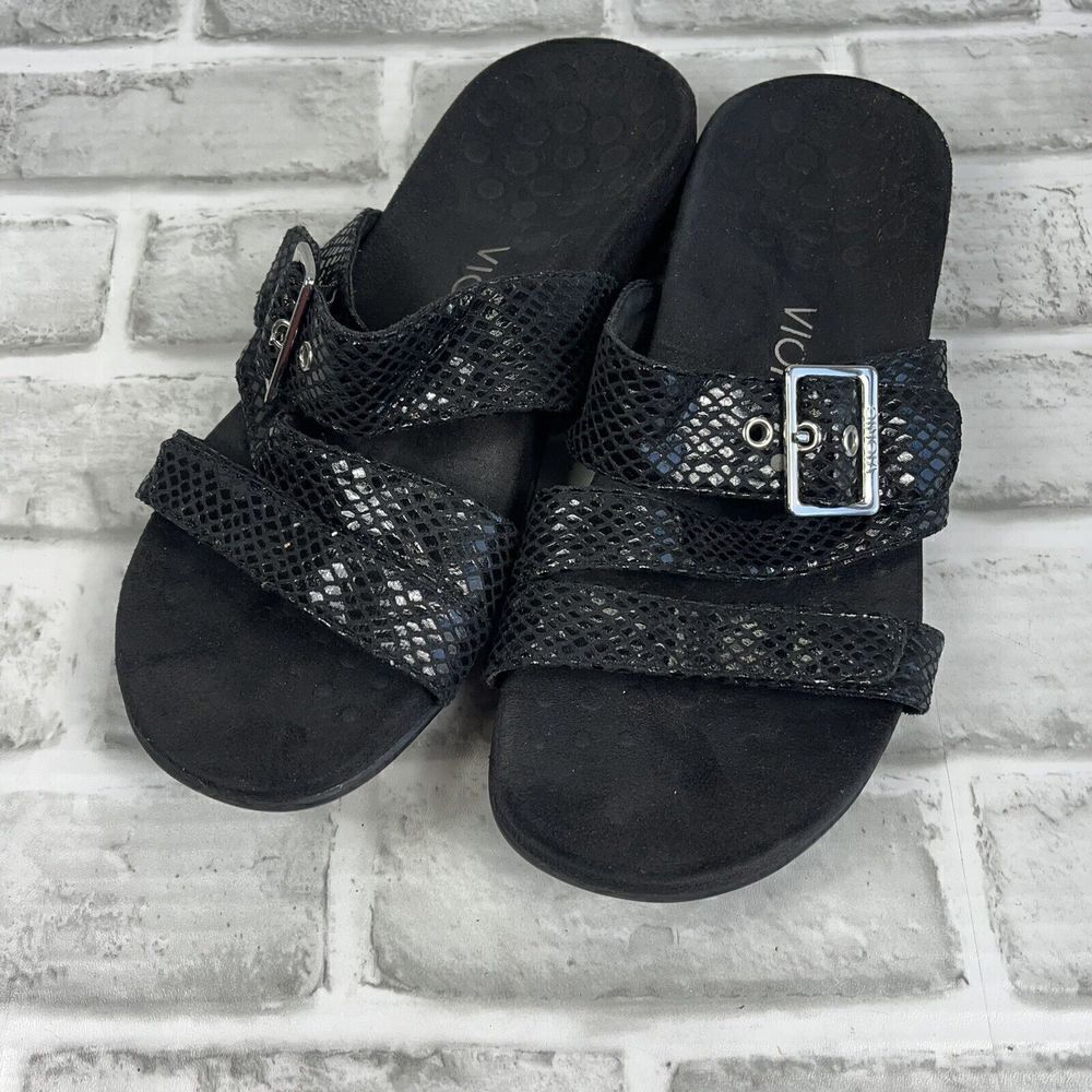 Vionic Skylar Orthaheel Women's Size 7 Black Slide Buckle Comfort Sandals - Picture 12 of 12
